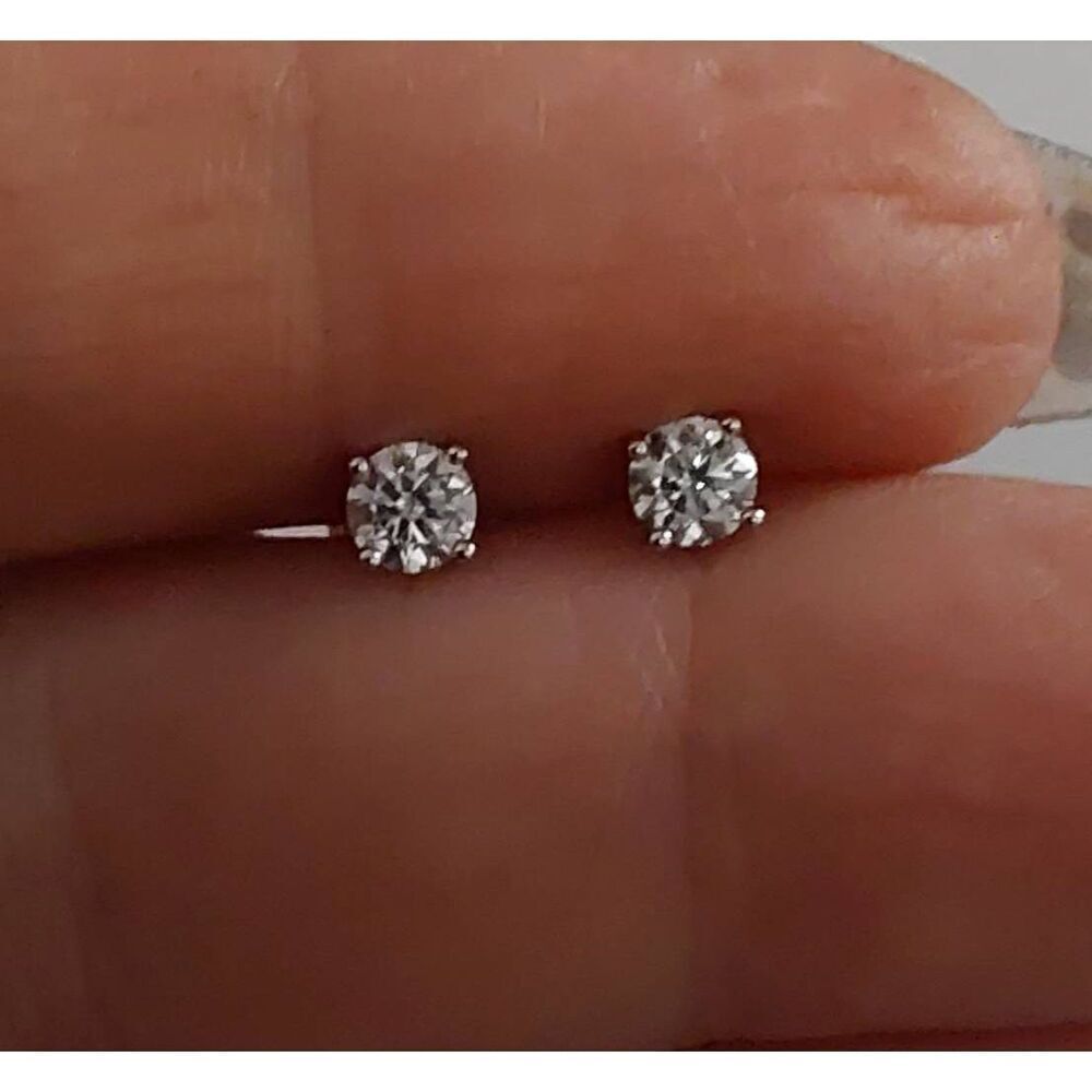 CERTIFIED Genuine Moissanite Diamond Round Cut 1/4 Ct. Stud Earrings~18K/925SS